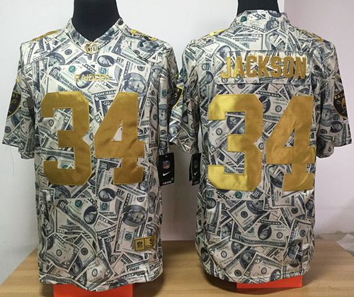 Nike Raiders #34 Bo Jackson Dollar Fashion Men's Stitched NFL Elite Jersey - Click Image to Close